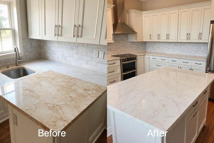 Öncesi sonrası - Mutfak Tezgahı Yenileme
