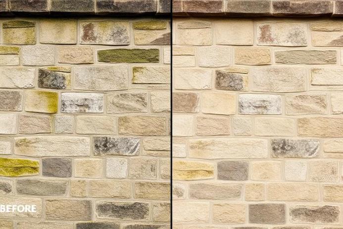 Öncesi sonrası - Doğaltaş Duvar Temizliği