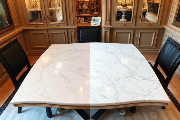 Öncesi sonrası - Mermer Masa Cilalama